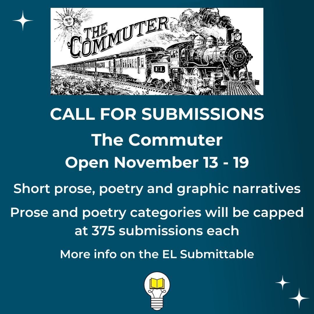 🚊The Commuter, @ElectricLit's weekly featuring strange & diverting work by one writer at a time, is open for flash, poetry, & graphic narrative submissions TOMORROW MORNING. It's free to submit. Payment $100. Share with your networks! buff.ly/2Kg1Pcb