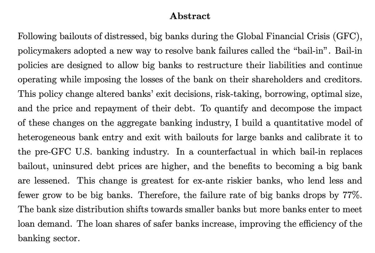 jenniferdoleac's tweet photo. April Meehl

JMP: "Bailouts, Bail-ins, and Banking Industry Dynamics"

Website: https://t.co/4HerVsLifl https://t.co/WempU5G8aO