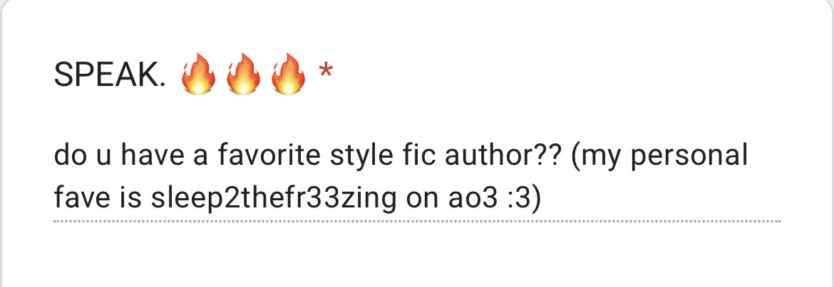 IDONTTT 😔 ill be honest i dont read style fics much bc i dont have the time but if y’all recommended me some i would read (IMGONNA READ NO1SM SHUTUP 😑😑)