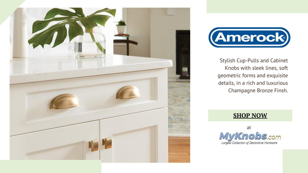 MyKnobs.com , Inc. on X: Give your cabinets a stylish look with Amerock's  Ashby Collection cup-pulls and Candler Collection cabinet knobs, available  on  Knobs:  Cup-Pulls:   #Amerock