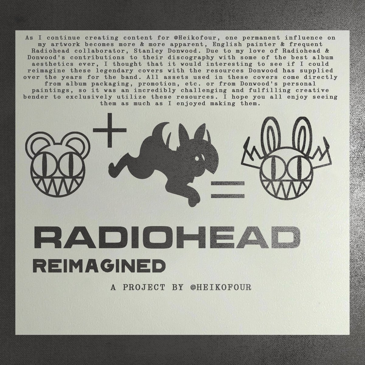 heikofour's tweet photo. RADIOHEAD REIMAGINED #5: Amnesiac https://t.co/6vc4SE2lcH