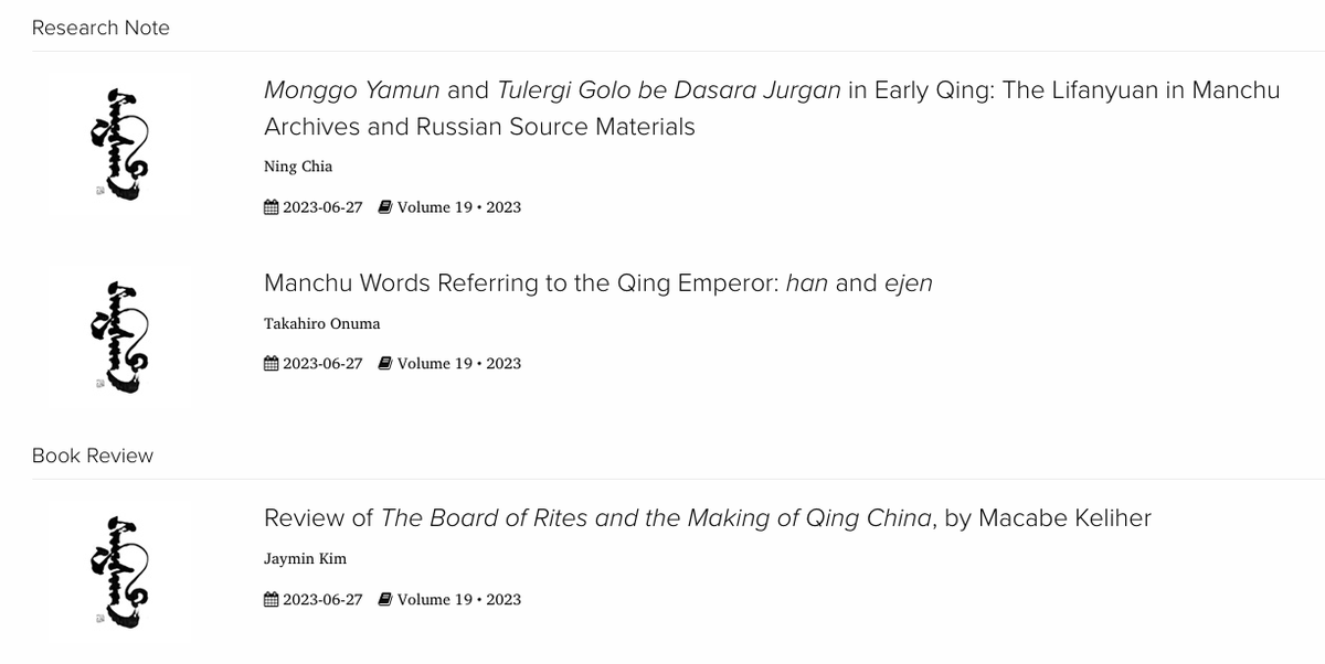 ManchuStudiesGr's tweet photo. Table of Contents of vol. 19 of Saksaha: A Journal of Manchu Studies, available open-access at https://t.co/k3xbDdYs7Z https://t.co/IalJcmQVGK