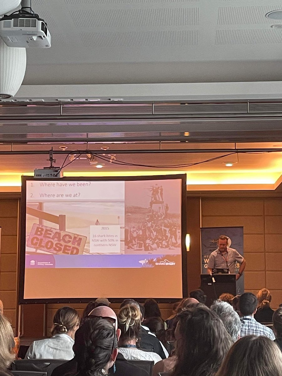 Paul Butcher <a href="/Paul_A_Butcher/">Paul Butcher</a> presenting on ‘From trials to triumph: A multi-faceted approach to bather protection’ #WhiteSharksGlobal2023