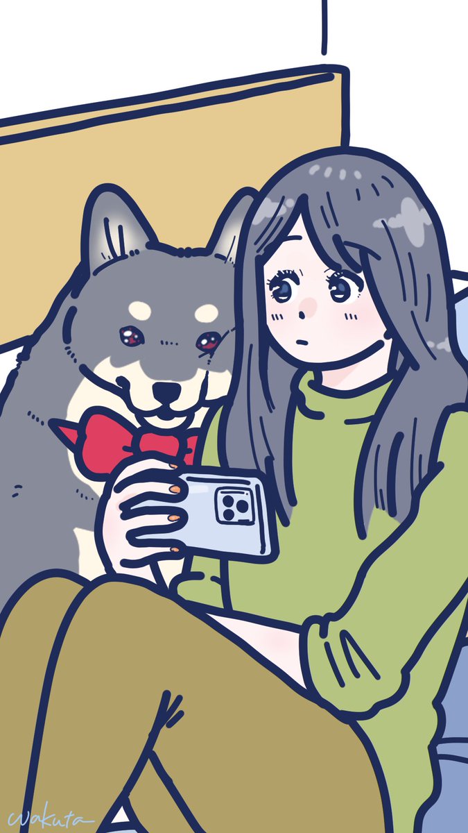 「雨の日はおうちで。 #黒柴執事」|wakuta│イラストレーターのイラスト