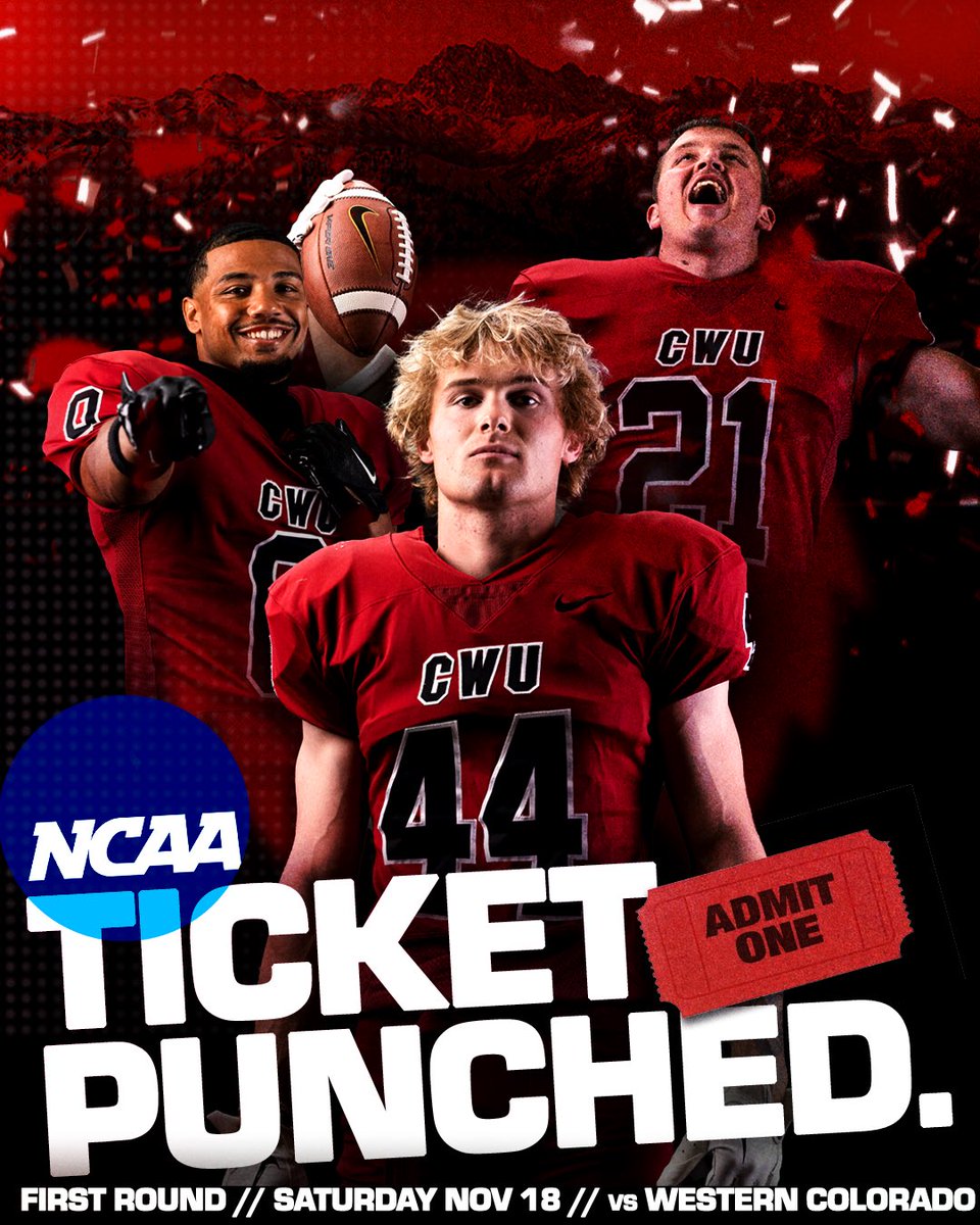 🎟️ PUNCHED

We head to Colorado to take on Western Colorado in the first round of the NCAA Playoffs this Saturday! 

Details for the game to come!

#reigncrimson