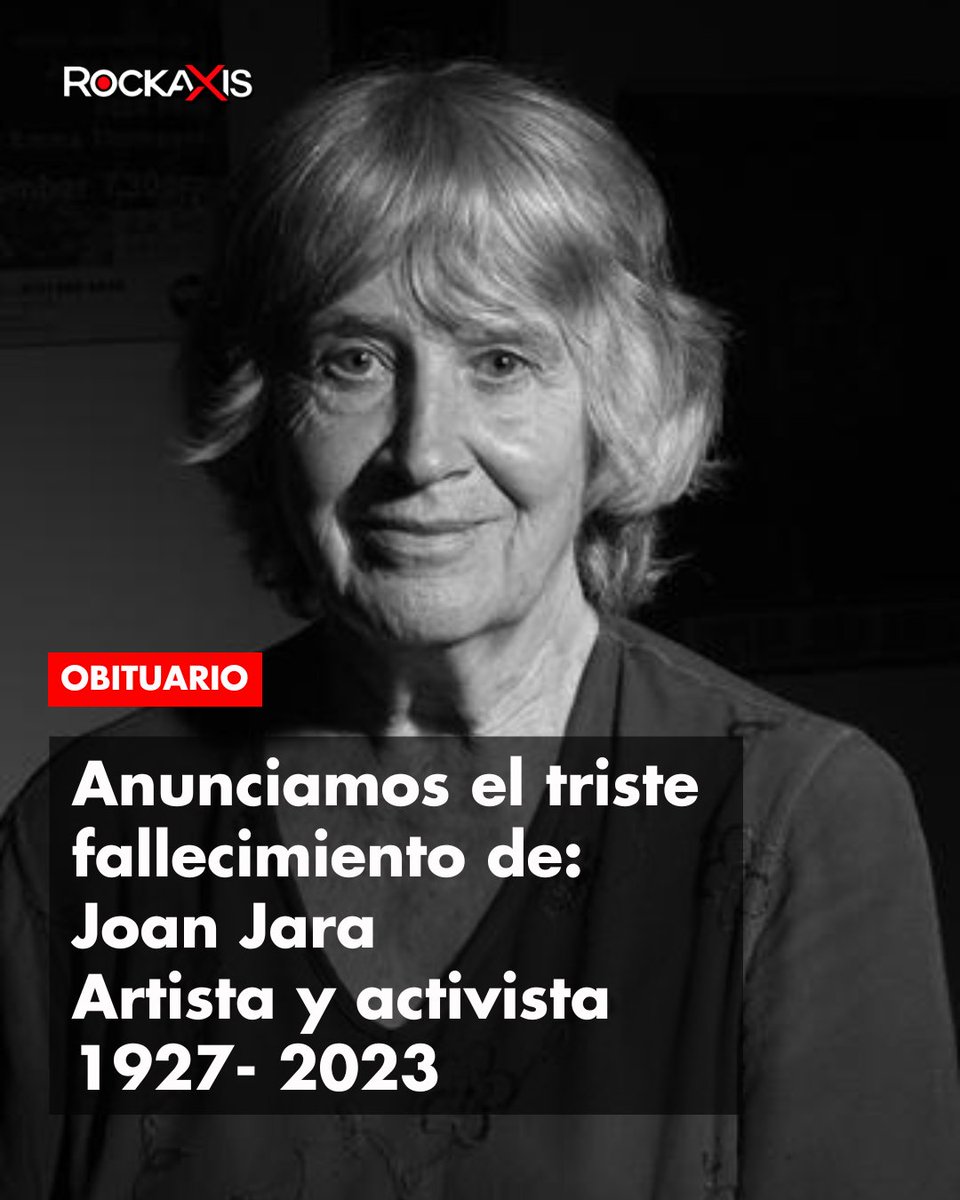 Una lamentable noticia 

Anunciamos el sensible fallecimiento de Joan Jara, la destacada bailarina y luchadora de los derechos humanos nos dejó a los 96 años.

#Rockaxis #JoanJara