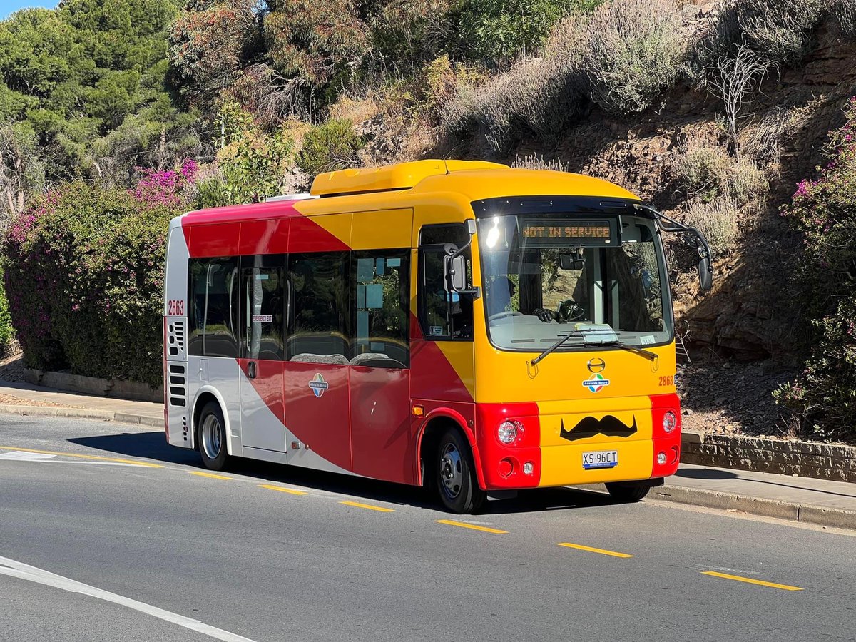 Have you come across a bus, train or tram sporting a moustache this #Movember?👀

What about an Adelaide Metro mini bus? 🚌

Christopher Broomhead snapped the ‘Hino Poncho’ proudly donning the mo at Flinders University. 📸👏

#AdelaideMetMo