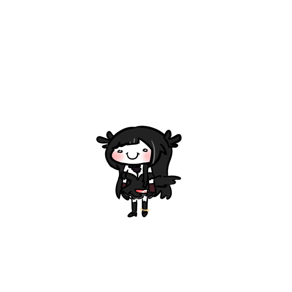1girl solo black hair long hair chibi blush smile  illustration images