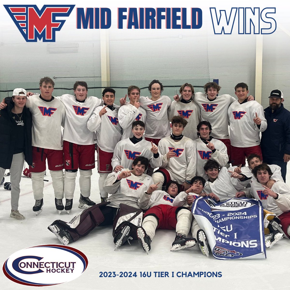 Our 16U National team is #CThockey Tier I state champs after taking down the Wolfpack (11-1) and the CT Regals (6-1) 🏆 #RollMF <a href="/usahockey/">USA Hockey</a>