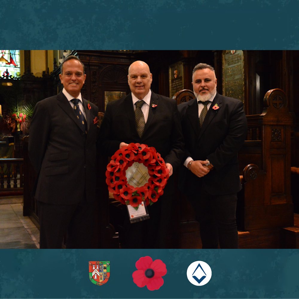 DGLSASD's tweet photo. Our DGM, Rt. W. Bro. Cooper and his Deputy DGM, W. Bro. Gómez-Berrade, accompanied by a delegation of the UGLE SA SD, attended the Service for Remembrance Day presenting a Poppy Wreath to pay respect to the Freemasons who made the ultimate sacrifice in the World Wars. https://t.co/oYn5xj5dux