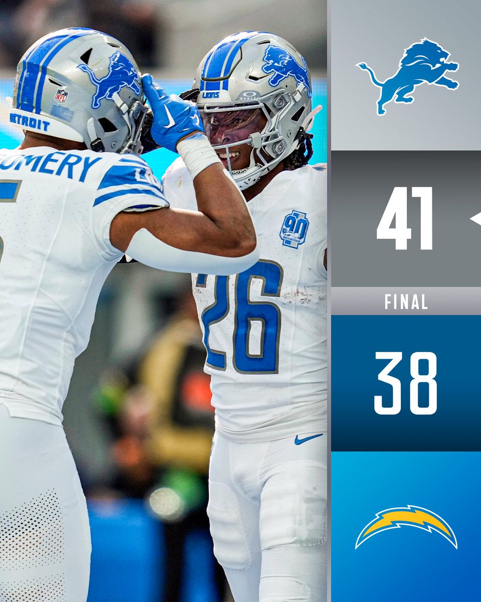 NFL's tweet photo. FINAL: The @Lions have won 6 of their last 7 #DETvsLAC https://t.co/wsET3ibILw