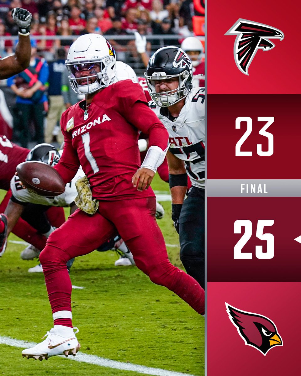 NFL's tweet photo. FINAL: The @AZCardinals get a much-needed victory #ATLvsAZ https://t.co/7kFoFbsU3g