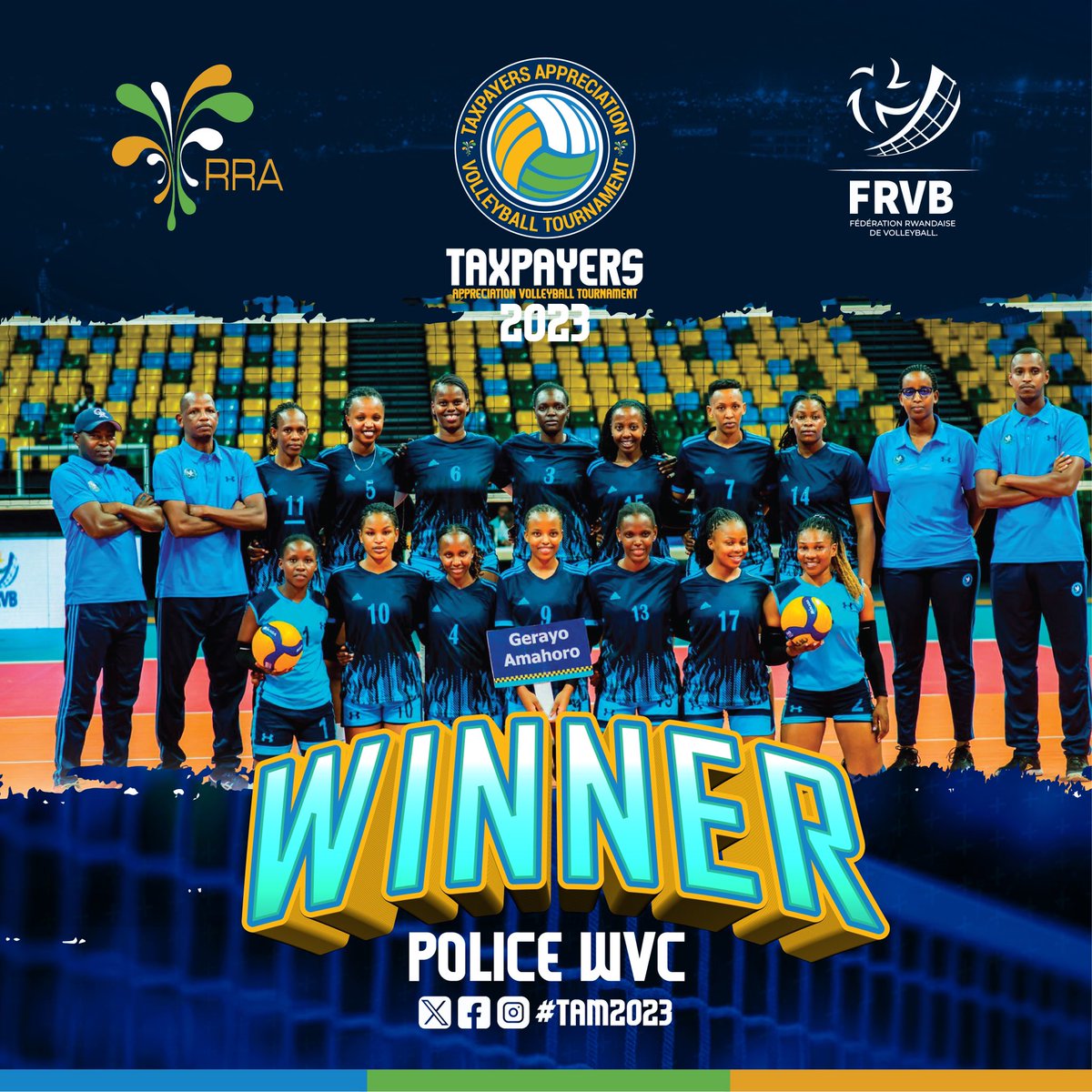 Rw_Volleyball's tweet photo. #TAM2023!  #POLICEVC dominated with a 3-1 win against #RRAWVC while #APRVC triumphed over #Kepler VC with a close 3-2 Win. 

Congratulations again to the winners of #TAM2023 third Edition.

‼️Saba Fagitire ya EBM Wubake u Rwanda https://t.co/mSiSkOoJbs
