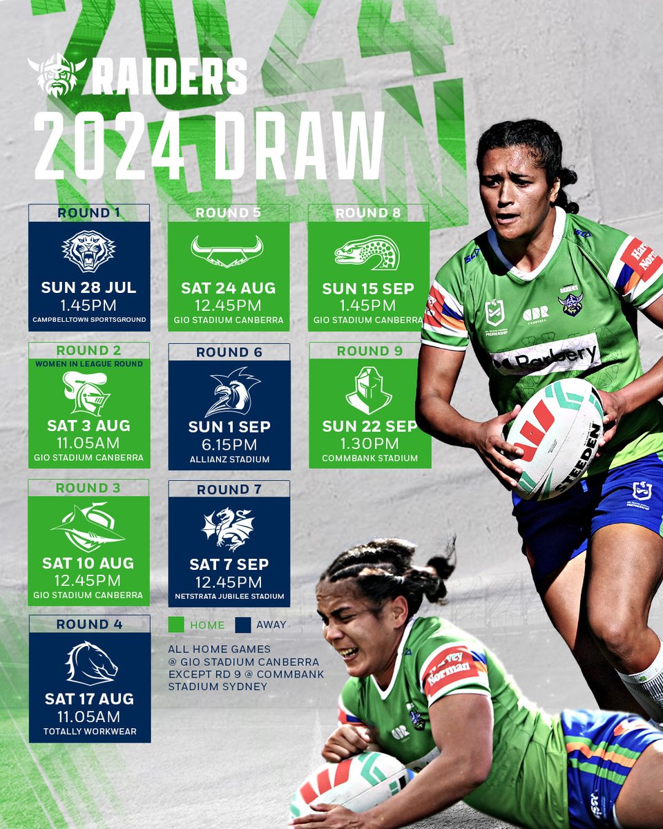 We can't wait for the 2024 #NRLW season! 

#WeAreRaiders #NRLDraw