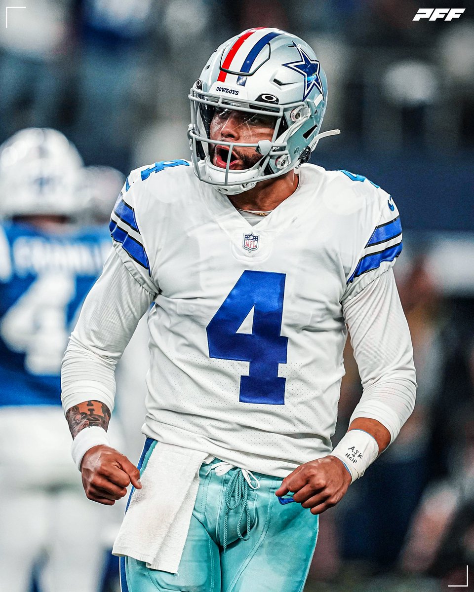 Dak Prescott vs the Giants:

🎯 26/35
🎯 421 total yards
🎯 5 total TDs
🎯 138.3 passer rating

He played just three quarters 🤯