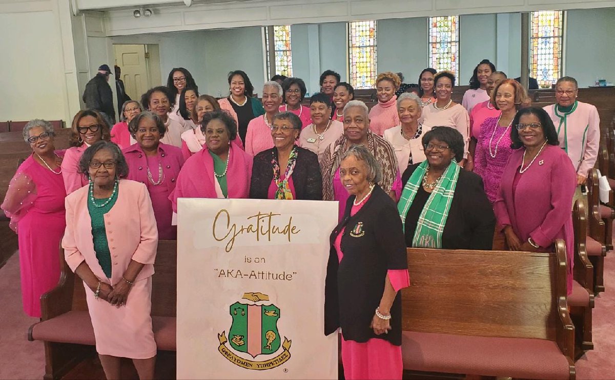 Gratitude is an AKA-Attitude. Members of Epsilon Tau Omega Chapter and Pi Zeta Omega Chapter of Alpha Kappa Alpha Sorority Inc. worshiped together today at John Wesley UMC. Oh give thanks, for HE is good!