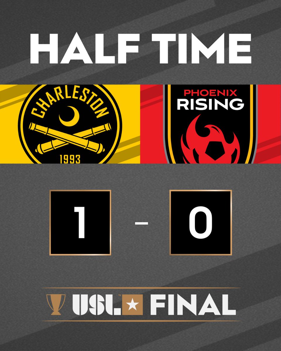 A frantic end to the first half as the <a href="/Chas_Battery/">Charleston Battery</a> go into the break with a slim advantage.

Stay tuned to ESPN2 during HT for a 𝐬𝐩𝐞𝐜𝐢𝐚𝐥 𝐚𝐧𝐧𝐨𝐮𝐧𝐜𝐞𝐦𝐞𝐧𝐭... 👀

#USLPlayoffs