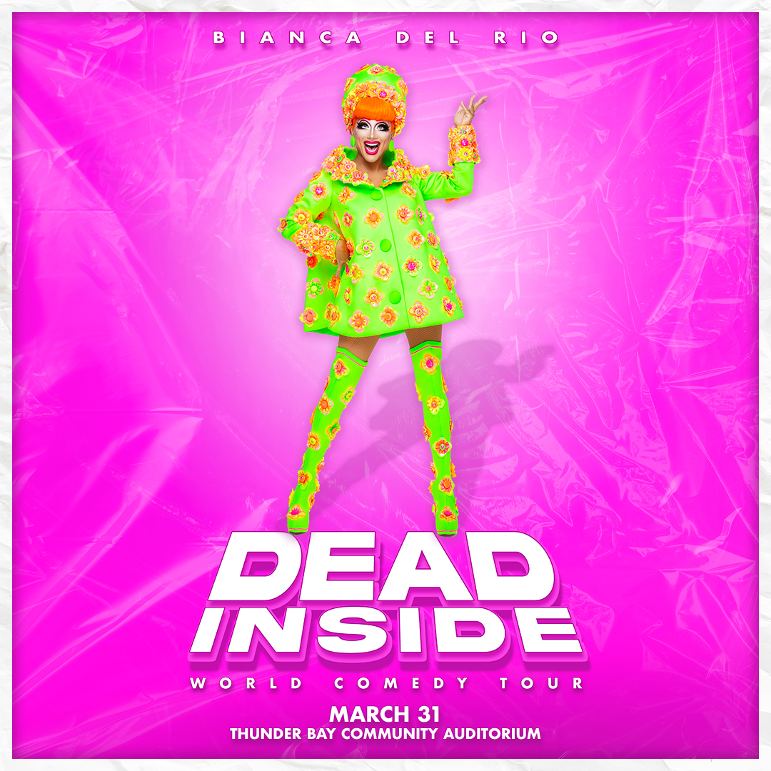Excited to announce that Bianca Del Rio is heading out on the road with her new show DEAD INSIDE. Get tickets for Thunder  Bay on Sunday, March 31,  this Friday!
A venue presale runs Thurs Nov 16, from 12 noon until 10 pm at ticketmaster.ca
Presale code: BIANCA