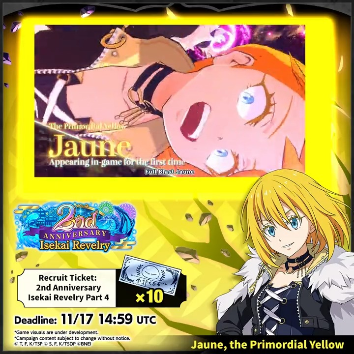 JAUNE PRIMORDIAL YELLOW ULTIMATE SLIME ISEKAI MEMORIES 2ND