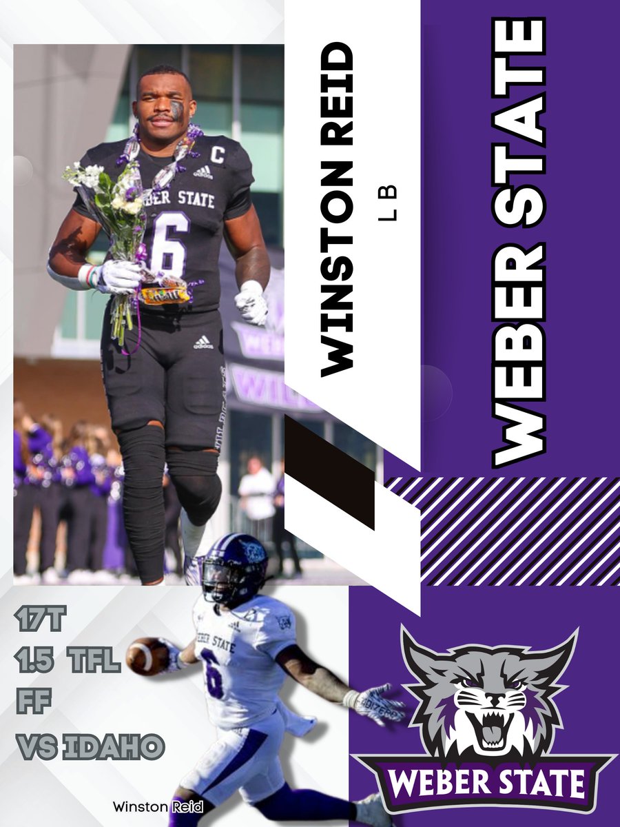 Weber State LB Winston Reid Was Dominate vs Idaho In Week 11

17 Tackles Is The Most In A Single Game By A Wildcat Since 2014

#GoCFB #CollegeFootball #FCS #WeberState #WeAreWeber @winstonreid43
