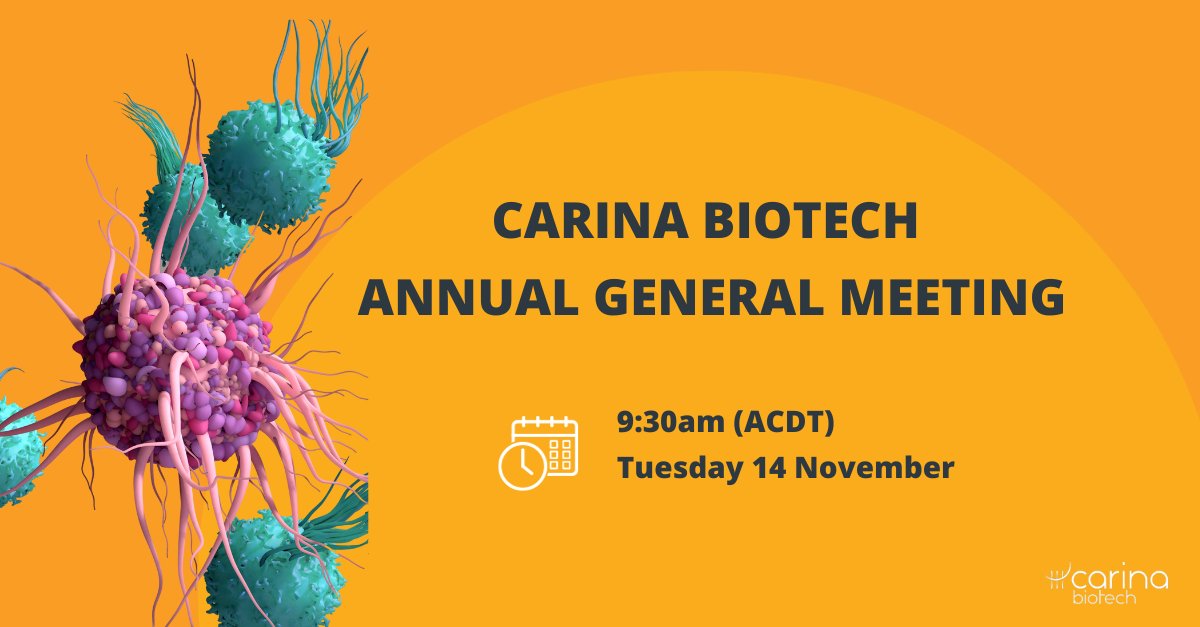 Carina will be holding its annual general meeting Tuesday 14 November, with a review of 2023 progress and anticipated clinical milestones in 2024. More to come!