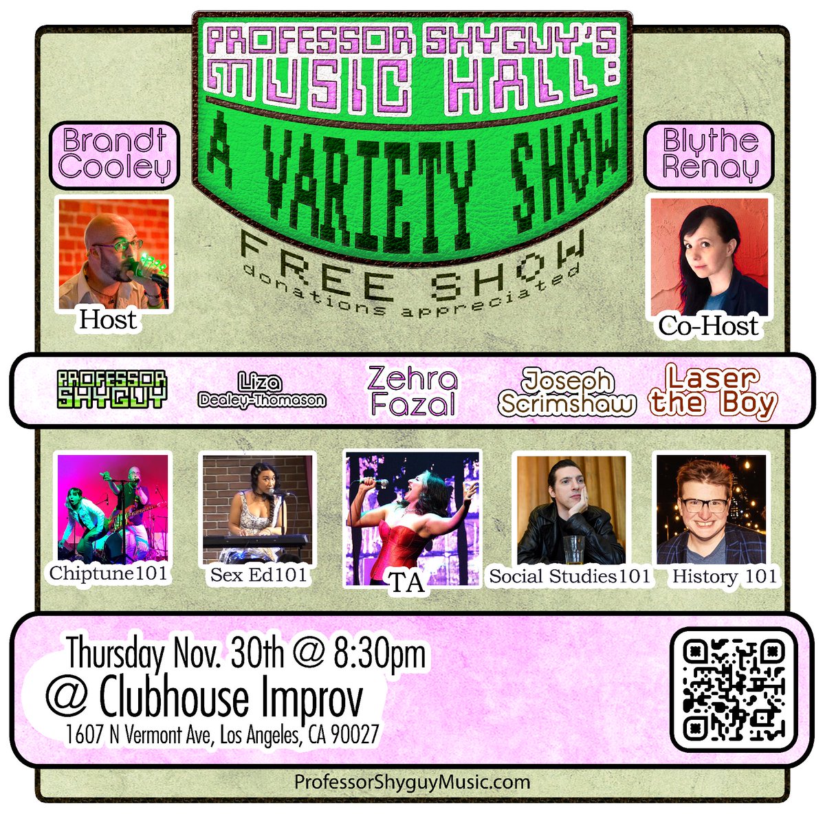 1) LA pals, come see me sing live on November 30 with the incredible <a href="/ProfessorShyguy/">Professor Shyguy ➡️ ColossalCon East</a>!!! An awesome lineup (@blytherenay
<a href="/JosephScrimshaw/">Joseph Scrimshaw</a>
<a href="/lasertheboy/">Laser Webber</a>
<a href="/MeetLizaDT/">Liza Dealey-Thomason</a>) with some fun musical surprises for you all...