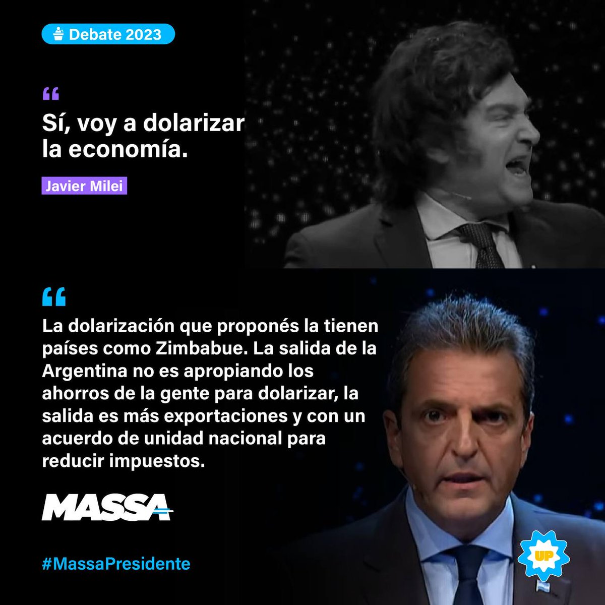 La salida de la Argentina es con más exportaciones y con un acuerdo de unidad nacional para reducir impuestos.

#MassaPresidente
#Debate2023