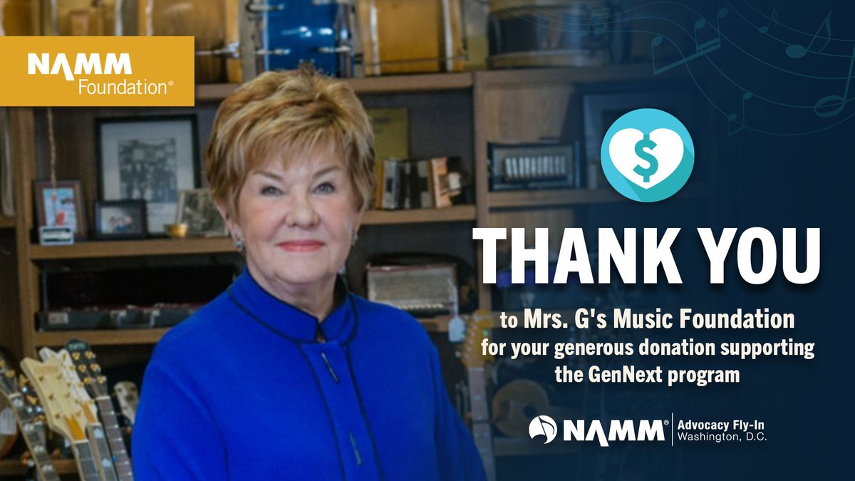 NAMMFoundation's tweet photo. Thank you to Mrs. G's Music Foundation for your generous donation supporting the GenNext program! #NAMMFlyIn #NAMMfoundation #GenNext #MusicEducation https://t.co/FHkUC8qBK3