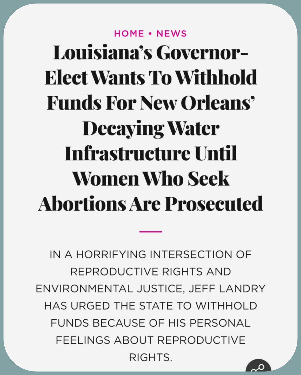 ask_aubry's tweet image. Louisiana Governor elect Jeff Landry is withholding safe drinking water unless the state prosecutes women seeking abortions.