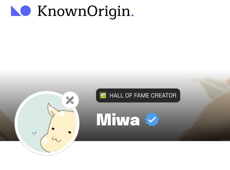 CryptoMiwa's tweet image. Hall of fame creator sounds very fancy.
@KnownOrigin_io @nft
knownorigin.io/miwa