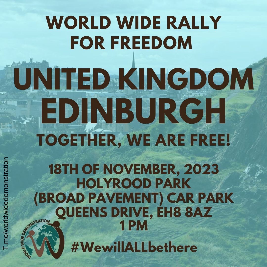 MalcolmSheen1's tweet photo. Less than a week to go! Please get along to the rally nearest to you if you can. 🙏 #WorldwideRallyForFreedom
#wewillALLbethere
#EdinburghRally
#ManchesterRally
#CardiffRally https://t.co/qzMlBA4VOc