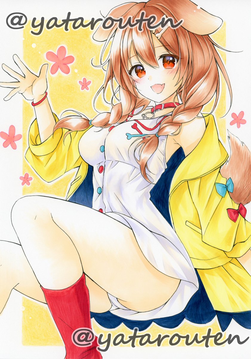 「ぉぁよ～!ゆびゆび～」

#手描きイラスト
#アナログイラスト
#ホロライブ 
#ホロライブゲーマーズ
#戌神ころね
#できたてころね 