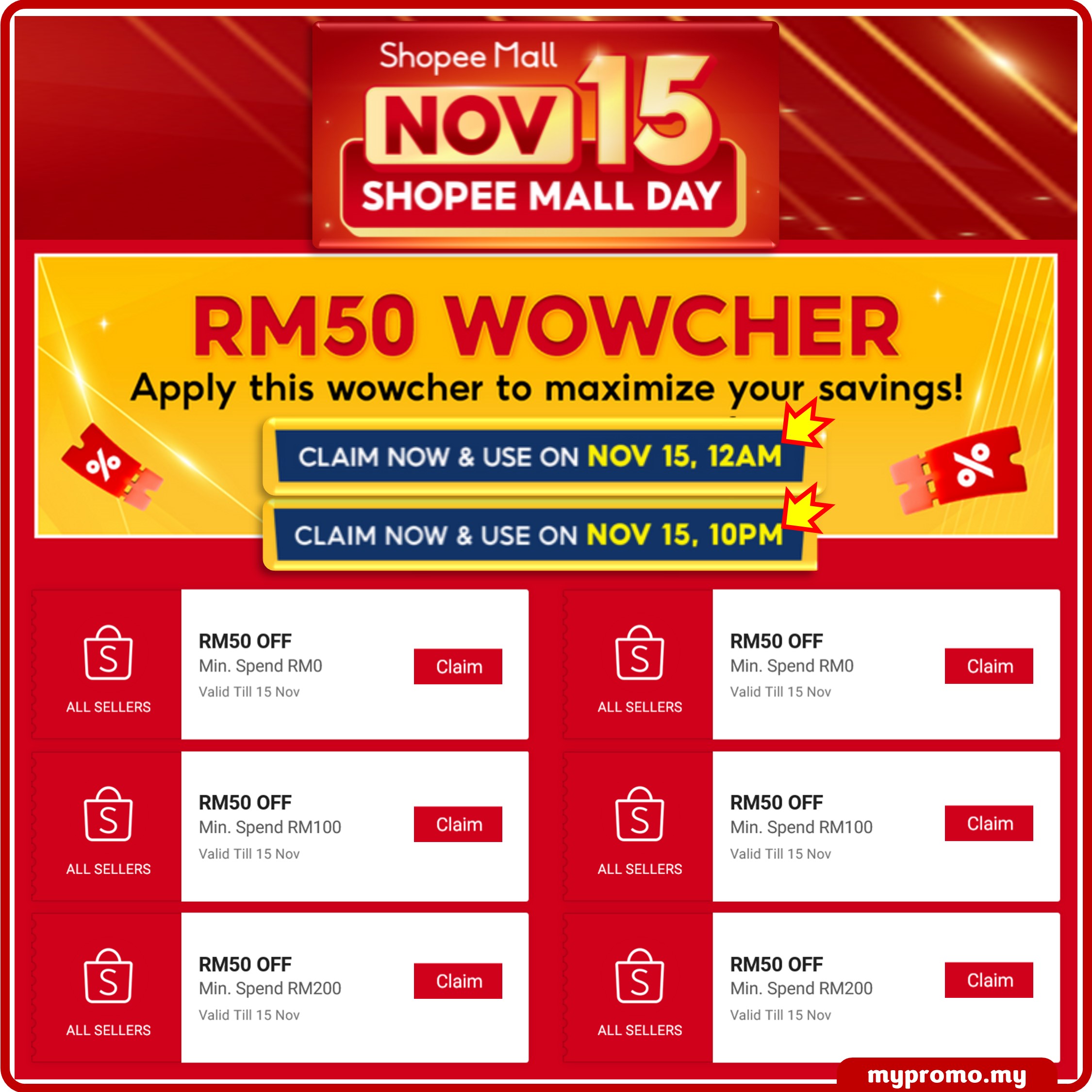 Shopee Mall Day Up To RM300 Off Vouchers