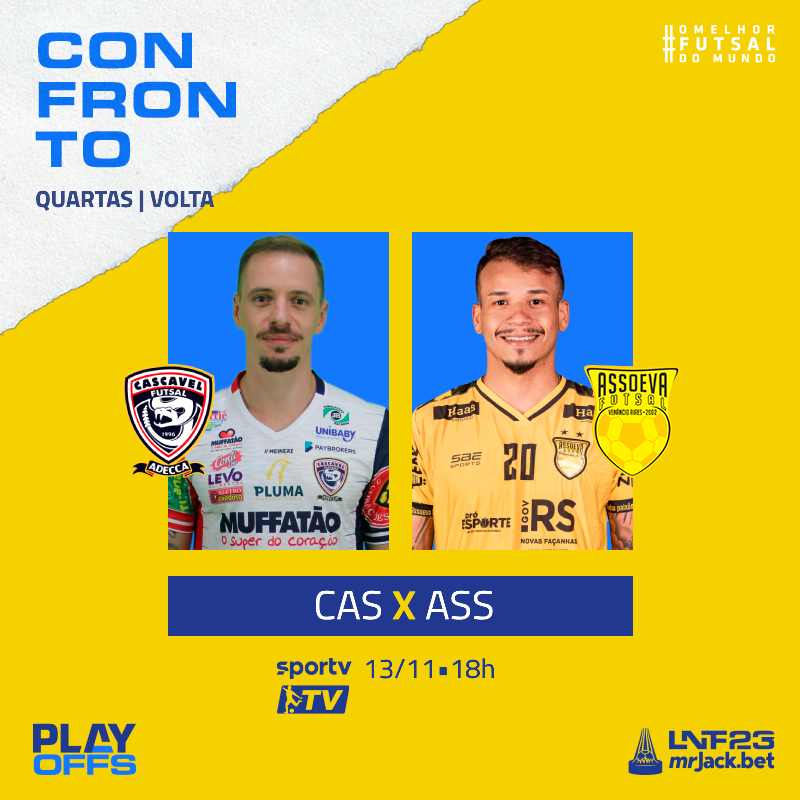 lnfontime's tweet photo. #CASxASS | Transmissão: sportv e LNFTV
#LNFmrJackbet2023 #playoffs #omelhorfutsaldomundo https://t.co/YXF6NQLrJL