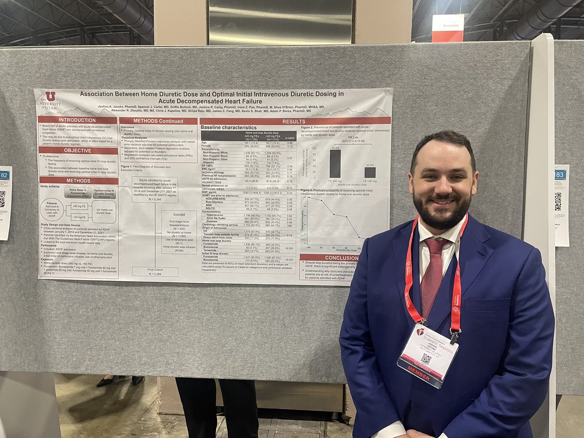 Spencer Carter (@spencercarter55) on Twitter photo Great work by <a href="/UofUHealth/">University of Utah Health</a> pharmacist and PhD student Josh Jacobs presenting data on inpatient diuretic use. Quickly becoming a ⭐️ in HF research Great work by <a href="/UofUHealth/">University of Utah Health</a> pharmacist and PhD student Josh Jacobs presenting data on inpatient diuretic use. Quickly becoming a ⭐️ in HF research