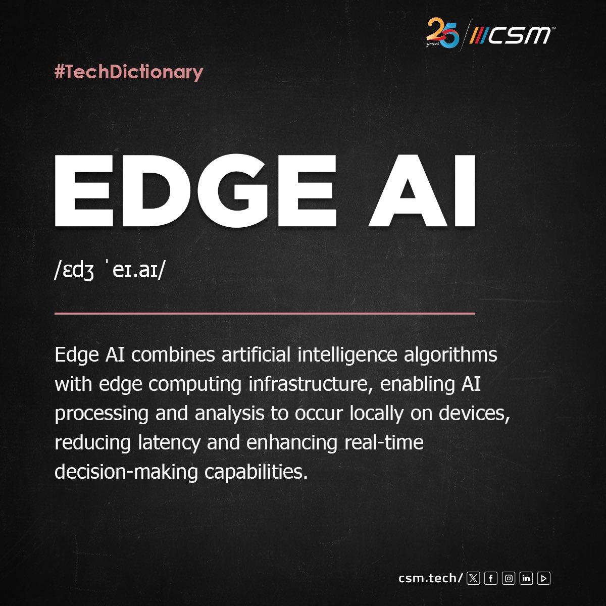 CSMTechnologies's tweet image. Introducing 'Edge AI' to our Tech Dictionary. It's that cutting-edge, street-smart tech that's changing the game!
#CSMTech #TechDictionary #EdgeAI #ArtificialIntelligence