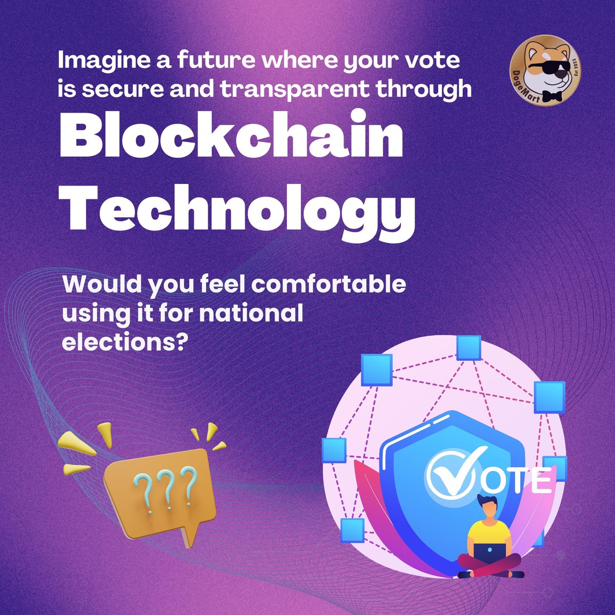 Voting in the Digital Age: Secure, Transparent, and Trustworthy! Imagine a future where blockchain transforms the way we cast our votes. 

#DigitalVotingRevolution   #SecureElections #BlockchainDemocracy #TrustTheTech #FutureOfVoting 

dogemart.online/blogs/blogs/bl…