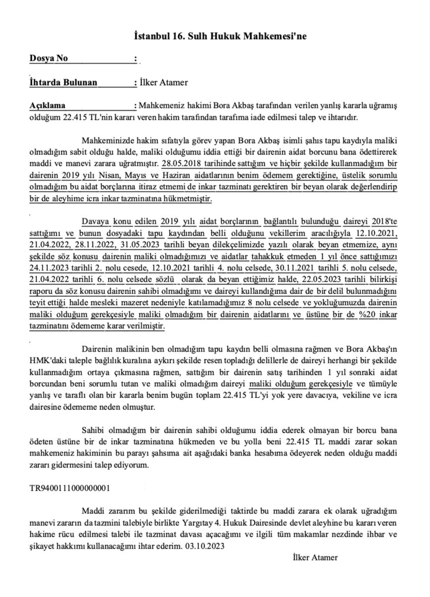 2018 yılında satıp devrettiğim ve dolayısıyla artık aidatlarından sorumlu olmadığım bir apartman dairesinin 2019 yılı aidatları ve doğalgaz borcu için şahsıma icra takibi yapıldı. Böyle bir borcum olmadığı için icra takibine itiraz ettim. 

Site yönetiminin avukatı itirazımın