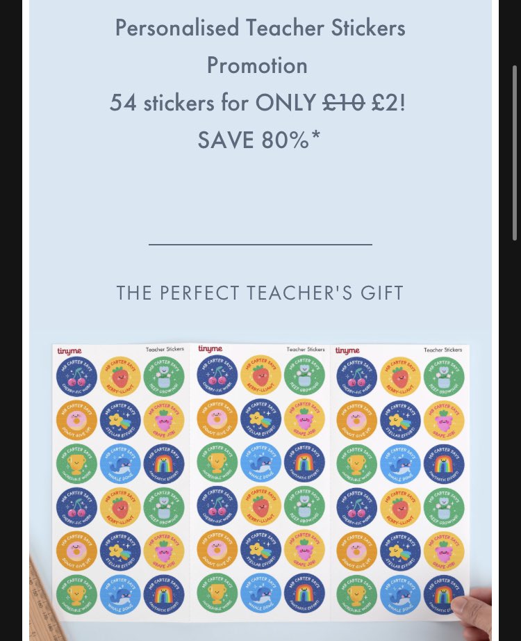 This deal is SO WORTH jumping on. I bought some stickers the last time round and I just love them! If you’re a sticker lover like me (especially punny ones), get to it! tinyme.co.uk/personalised-t…