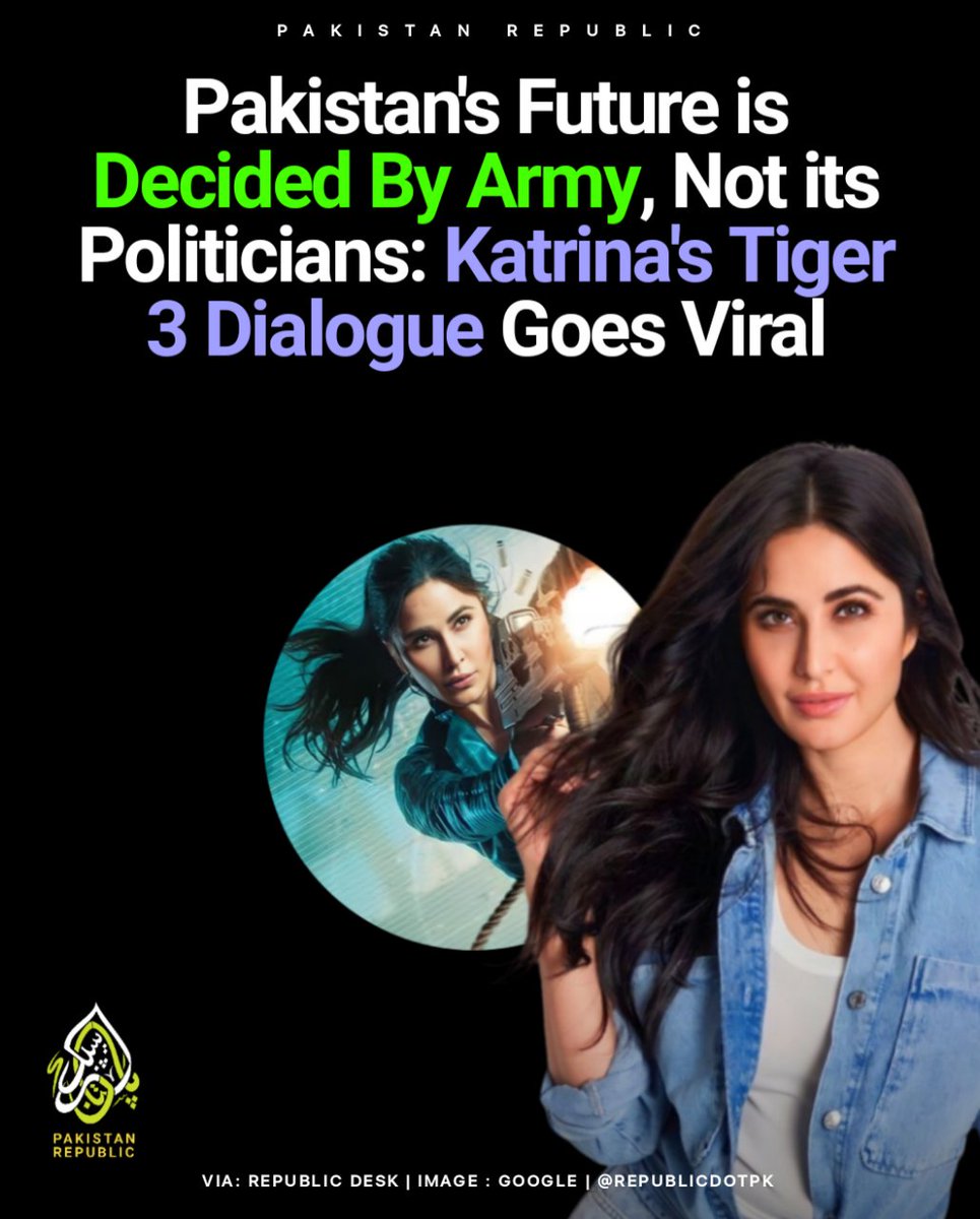 'Tiger 3' gaining attention in Pakistan due to its portrayal of Katrina Kaif's character, who claims to have been associated with the ISI. In a pivotal dialogue, she asserts that the destiny of the Pakistani people is decided by the Pakistan Army rather than politicians.