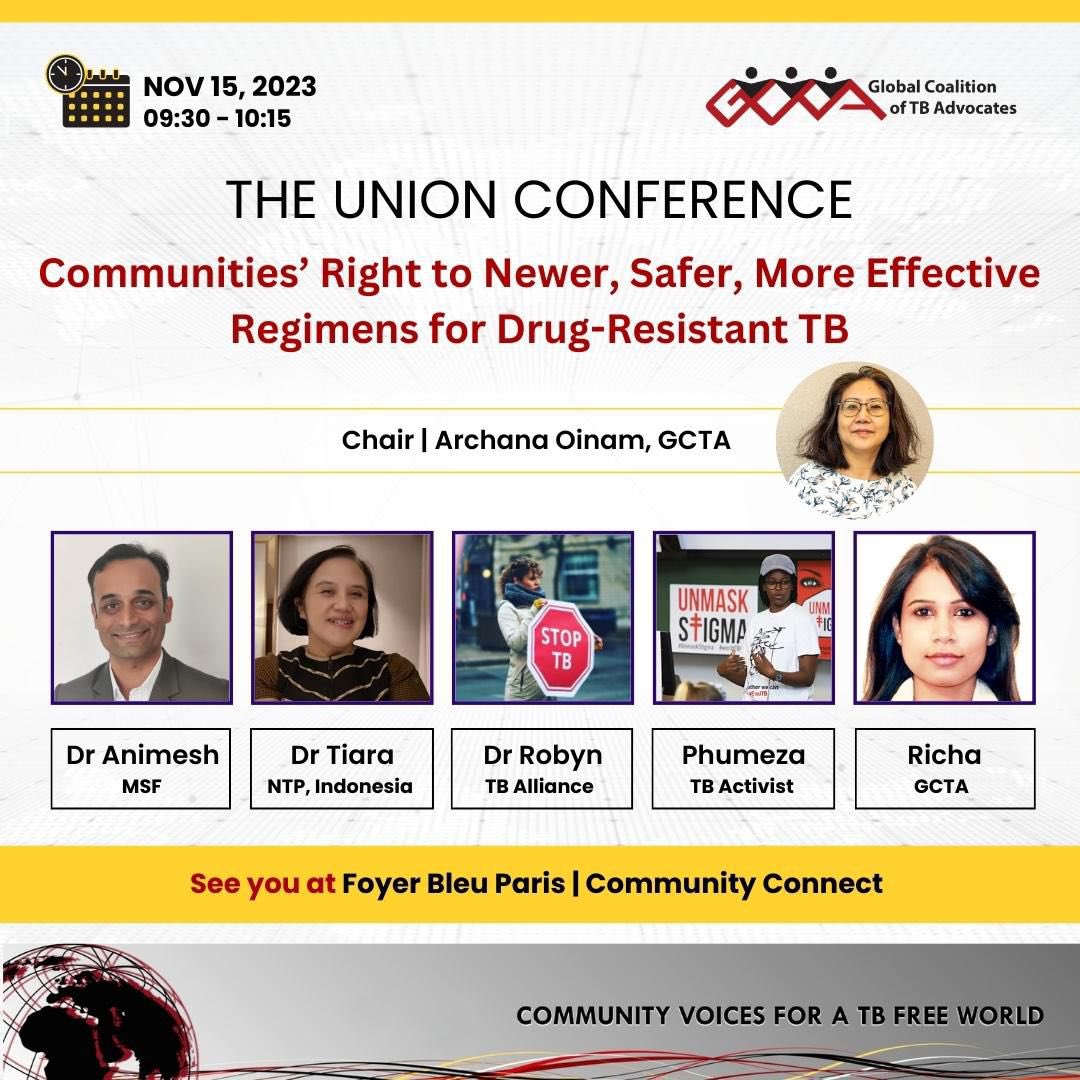 Join us for this critical session on the groundbreaking BPaL|BPaLM regimen at @UnionConference to learn about the innovative all-oral regimen offering hope and accessibility to people with DR-TB! #6MonthsMax #BPaLismyRight