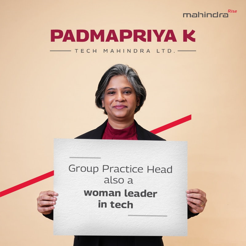 tech_mahindra's tweet photo. Meet Padmapriya Mocherla - A #TechMighty who shares her journey of growth and resilience on the #RethinkTheBias series by @MahindraRise.
Read her story: https://t.co/3r5i57yMyO
#RiseForAMoreEqualWorld #TogetherWeRise #LoveToBeTechM #BestOrganizationForWomen
