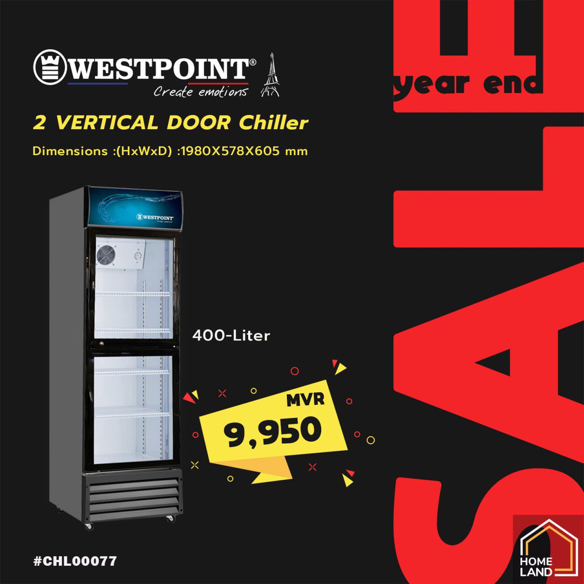 HomelandMv's tweet photo. Year End Sales🔥🔥
Quality Products at Very Low Prices!! 
Visit our shop at Faamudheyri Magu
To order Online Viber us at 7910137📱

#westpoint #westpointchillers #homelandmv https://t.co/T6BpI3j3V8