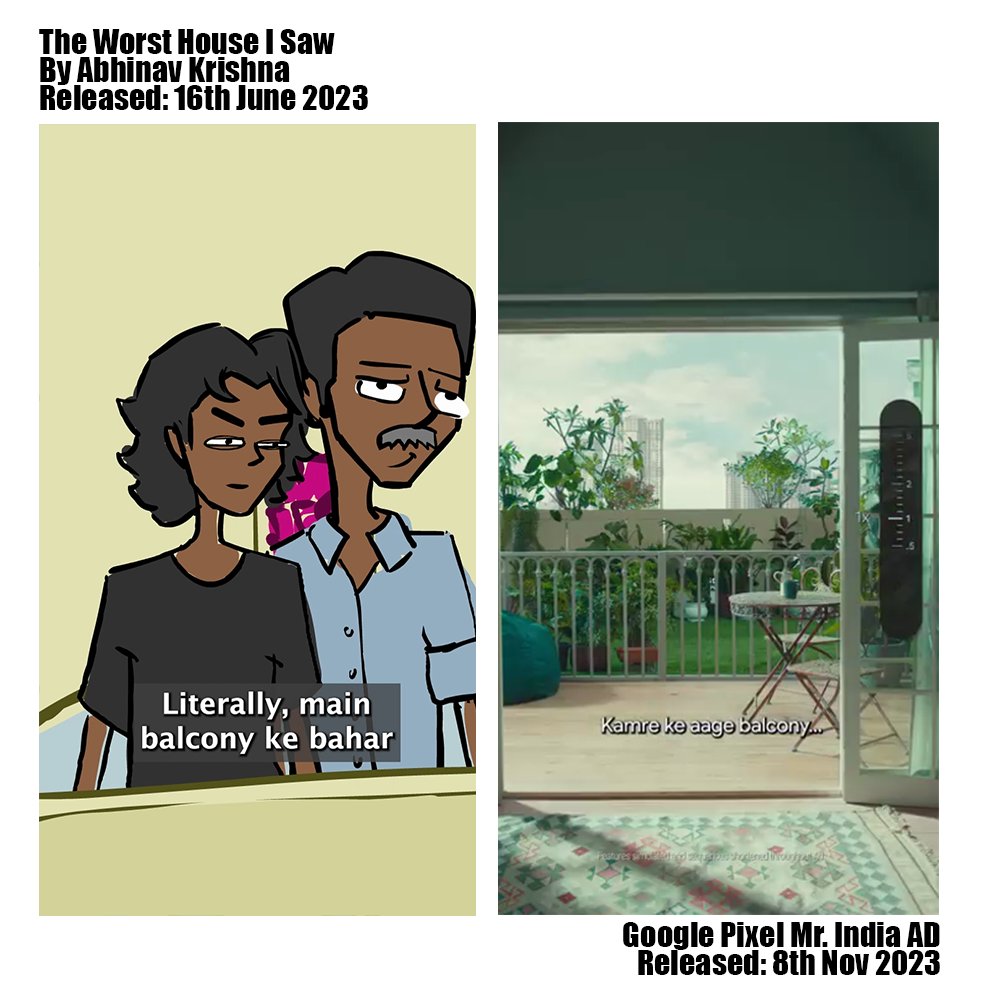 Kibitzer_01's tweet image. tl;dr: Google India’s new Mr. India ad is a near-copy of an animated video (and a true story) I released back in June. 🧵