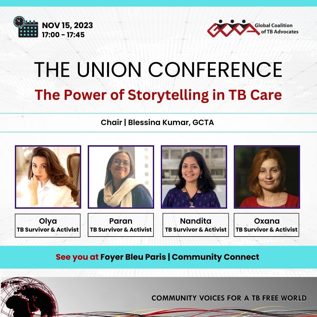 Join us for a powerful session at @UnionConference with resilient TB survivors who continue to use their TB journey to inspire their work and advocacy to shape a people-centered approach to ending the world's greatest infectious killer! #EndTB #CommunityEngagement