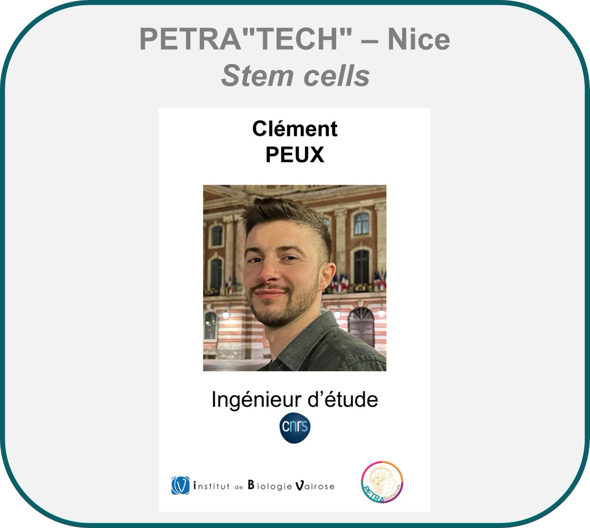 Clément Peux is a full-time research engineer on the PETRA "Tech" #Nice platform at the @ibvnice, funded by the @CanceropolePACA.

Clément is an expert in culture of #glioblastoma stem cells and he is developing 3D in vitro models such as spheroids and cerebral #organoids.