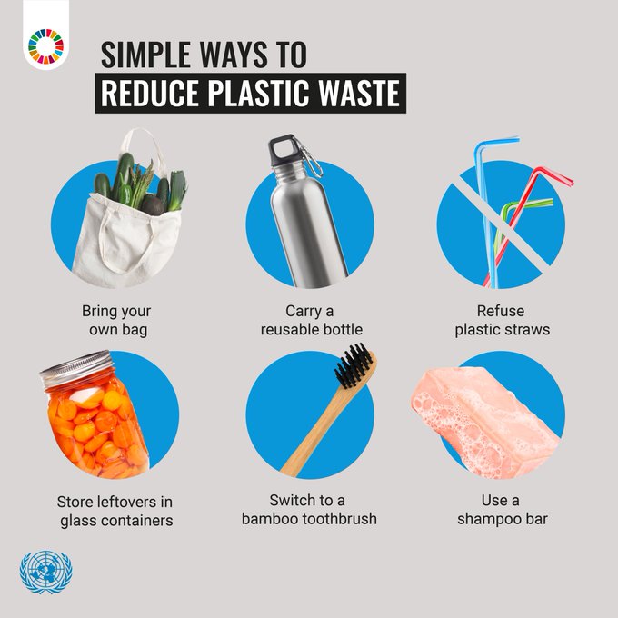 We all can do our bit to #beatplasticpollution
Here are 6Simple ways to reduce PlasticWaste
 Do #SUPsep (stop using plastic to save envienvironment &planet) for better tomorrow

@IPBES @SDGaction @UNinPak @minaguli @KajEmbren @CelinaJaitly @AqsaLeelaJamali @AfshanYounus @brsme