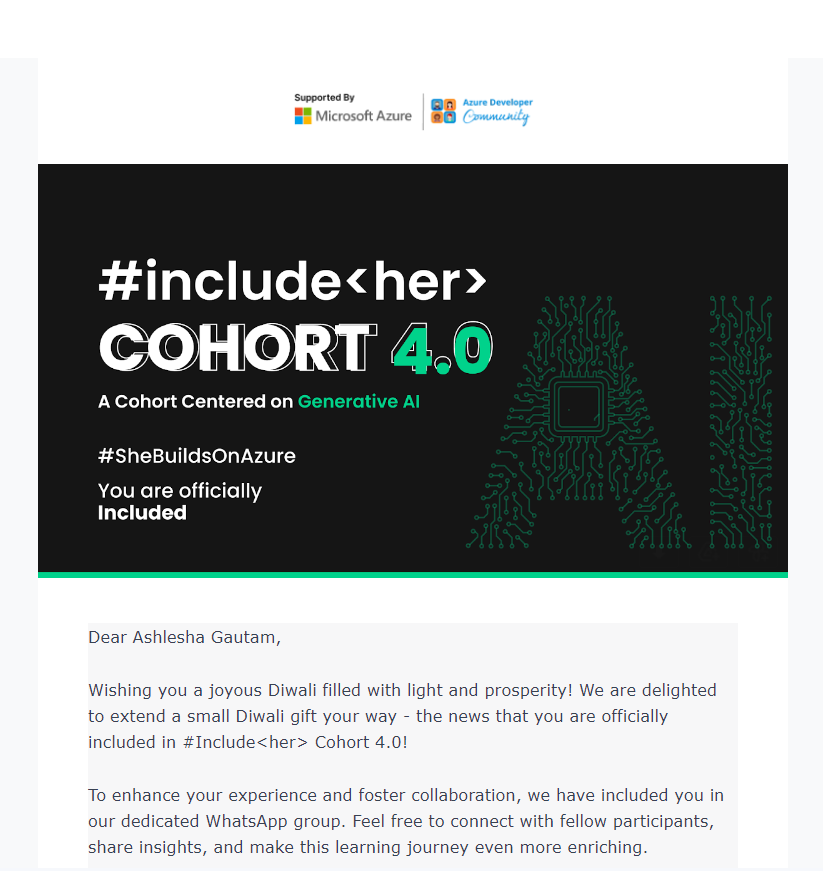 ashlesha172002's tweet photo. This made my Diwali!π€©β¨
Thankyou @Azure @azdevindia and @mrsarthak001 @roopal_mittal21 for this wonderful Diwali gift.β£οΈ
#SheBuildsOnAzure
#womenintech https://t.co/HqPQol2qsy