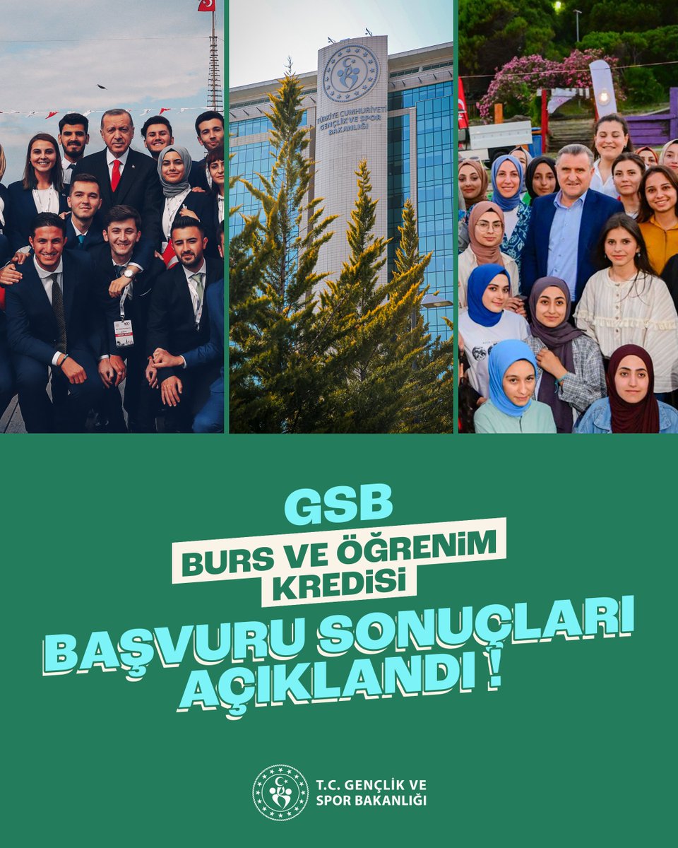 Sevgili gençler, GSB Burs ve Öğrenim Kredisi başvuru sonuçları açıklandı. Hepinize hayırlı olsun. 📌19 Kasım saat 23.59’a kadar e-Devlet üzerinden taahhütnamelerinizi onaylamayı lütfen unutmayın. Sonuçlar için: turkiye.gov.tr