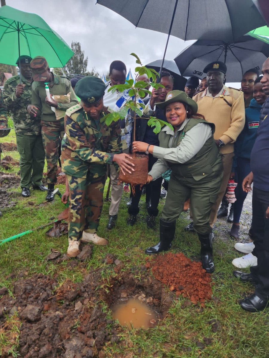 3rd tree growing exercise of the day✅. Delighted to be joined by ⁦@KiarieJohn⁩ and ⁦@NPSC_KE⁩ at the Dagoretti Sub County Headquarters. The County Green Army and the Greeners are doing great work in Dagoretti South. #jazamiti #15billiontrees